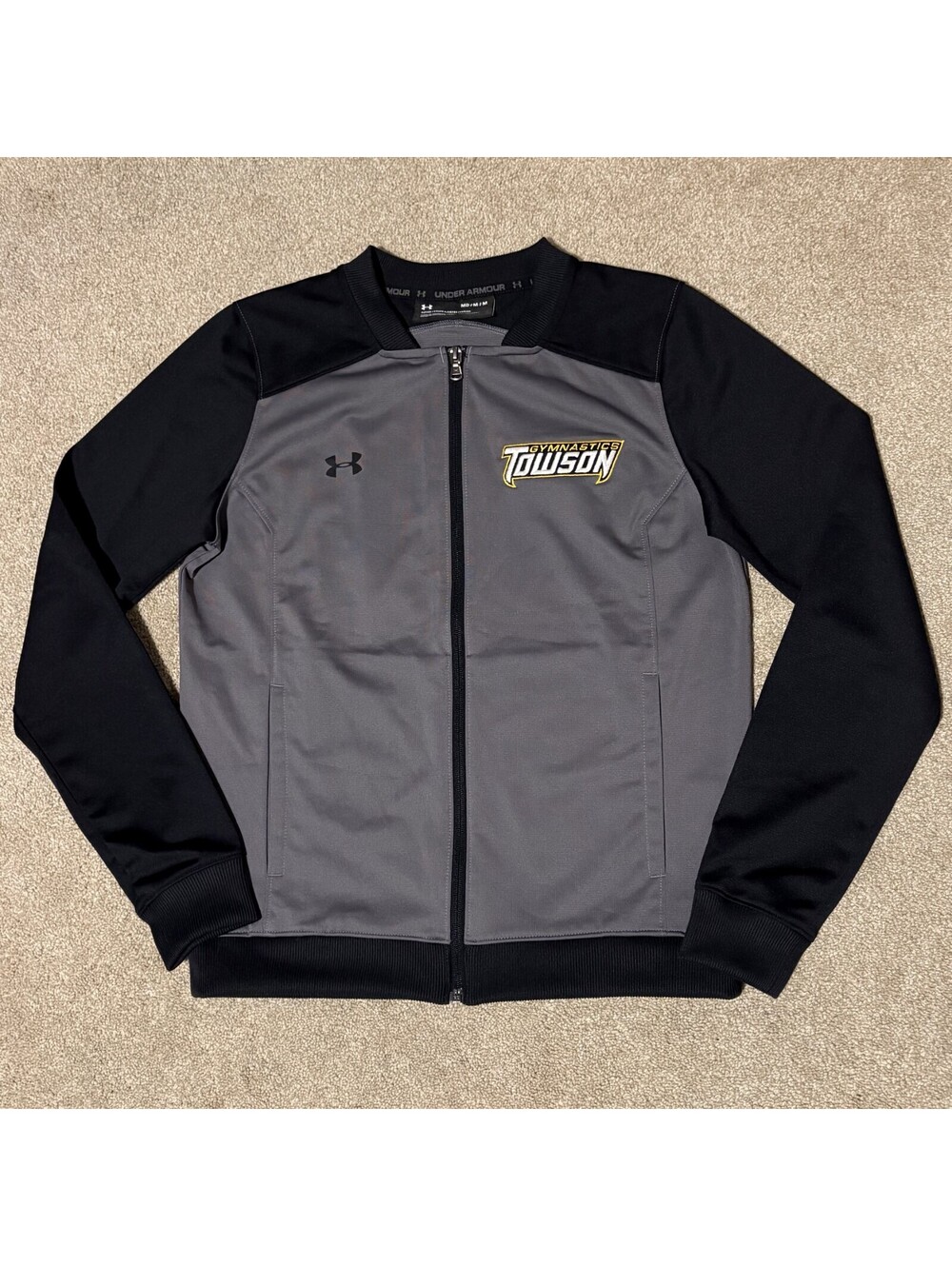 Towson University Gymnastics Under Armour Womens M Full Zip Warm Up Jacket Gray